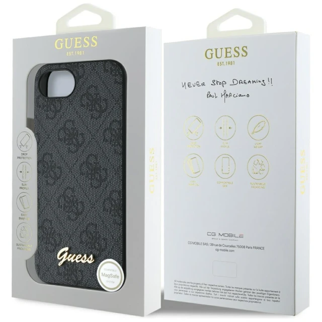 Чохол Guess 4G Script Logo для iPhone 16e Black with MagSafe (GUHMPSE4HG4SHK)