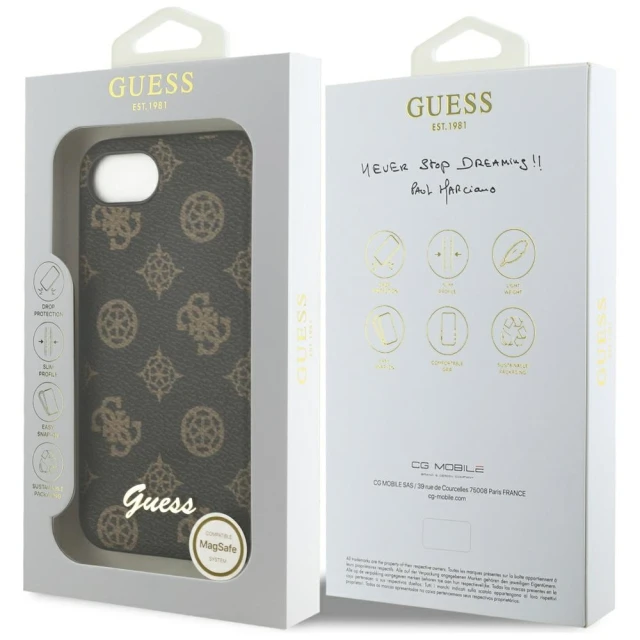 Чохол Guess Peony Script для iPhone 16e Black with MagSafe (GUHMPSE4PGPYSK)