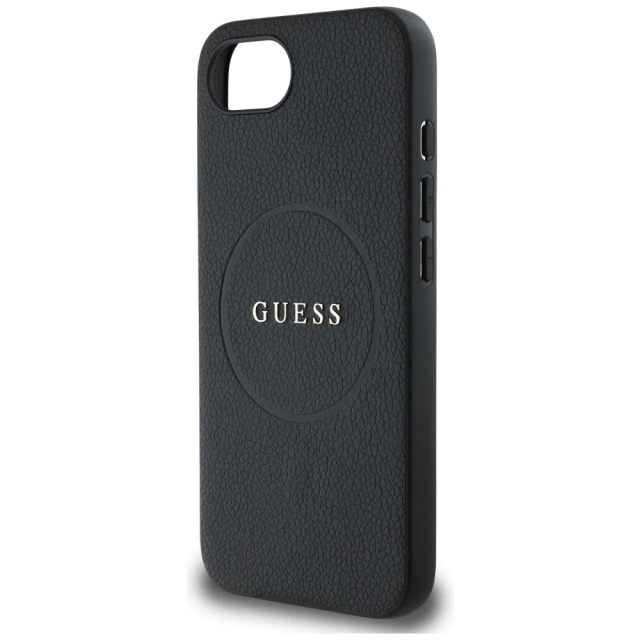 Чохол Guess Grained Gold Ring для iPhone 16e Black with MagSafe (GUHMPSE4PGHSMMK)