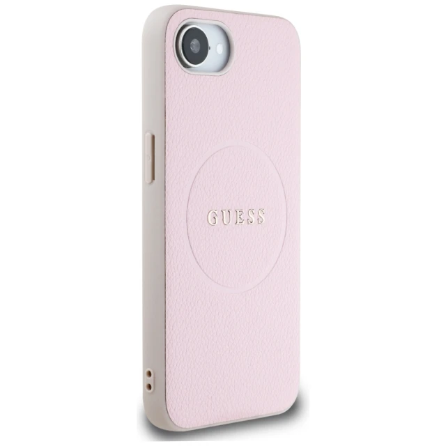 Чохол Guess Grained Gold Ring для iPhone 16e Pink with MagSafe (GUHMPSE4PGHSMMP)