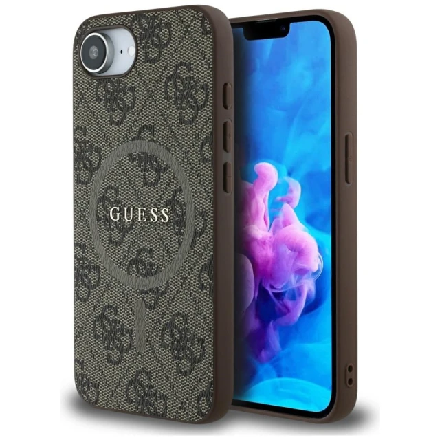 Чохол Guess 4G Collection Leather Metal Logo для iPhone 16e Brown with MagSafe (GUHMPSE4G4GFRW)