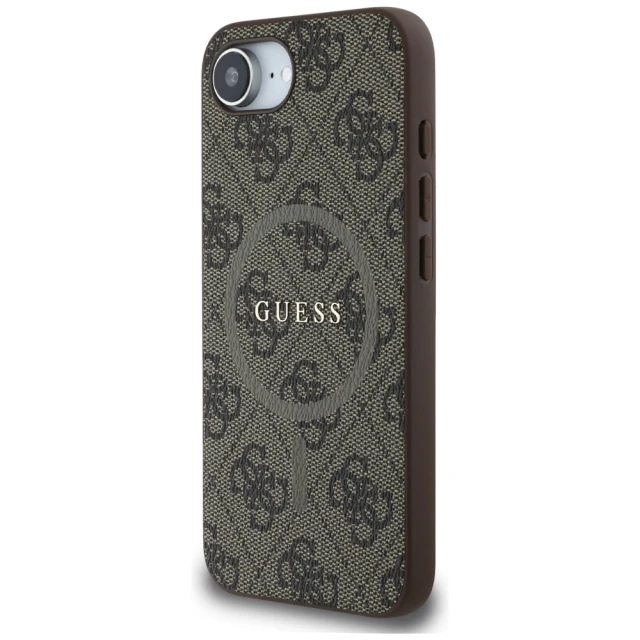 Чохол Guess 4G Collection Leather Metal Logo для iPhone 16e Brown with MagSafe (GUHMPSE4G4GFRW)