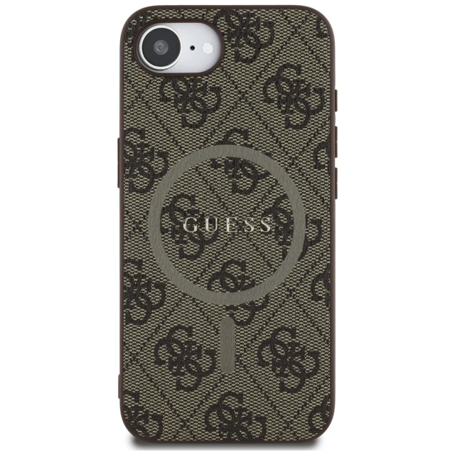 Чохол Guess 4G Collection Leather Metal Logo для iPhone 16e Brown with MagSafe (GUHMPSE4G4GFRW)