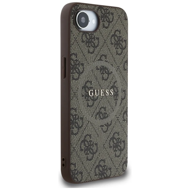 Чохол Guess 4G Collection Leather Metal Logo для iPhone 16e Brown with MagSafe (GUHMPSE4G4GFRW)