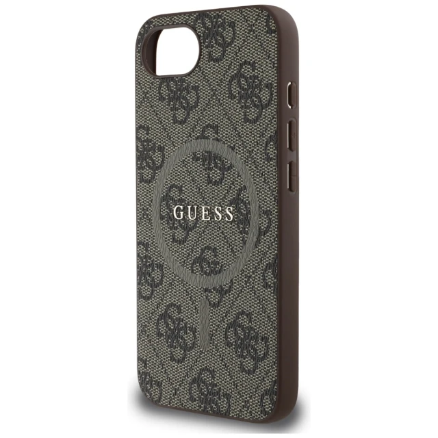 Чохол Guess 4G Collection Leather Metal Logo для iPhone 16e Brown with MagSafe (GUHMPSE4G4GFRW)