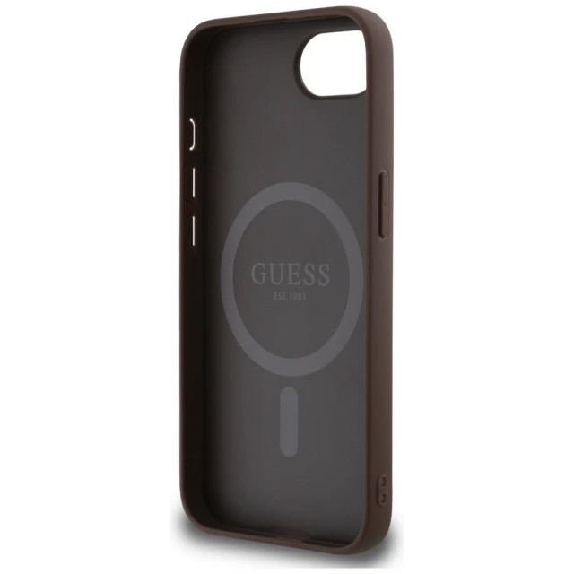 Чохол Guess 4G Collection Leather Metal Logo для iPhone 16e Brown with MagSafe (GUHMPSE4G4GFRW)