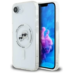 Чохол Karl Lagerfeld IML Metal Karl & Choupette Head для iPhone 16e White with MagSafe (KLHMPSE4HLSKCH)