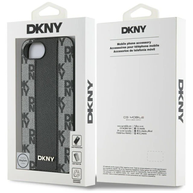 Чохол DKNY Leather Checkered Mono Pattern для iPhone 16e Black with MagSafe (DKHMPSE4PCPVSLK)