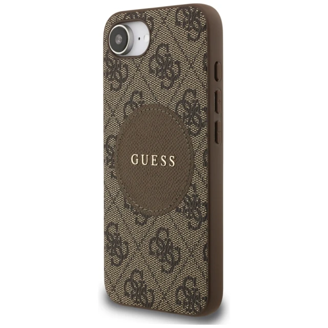 Чохол Guess 4G Round Patch Classic Logo для iPhone 16e Brown with MagSafe (GUHMPSE4P4PGRSGW)