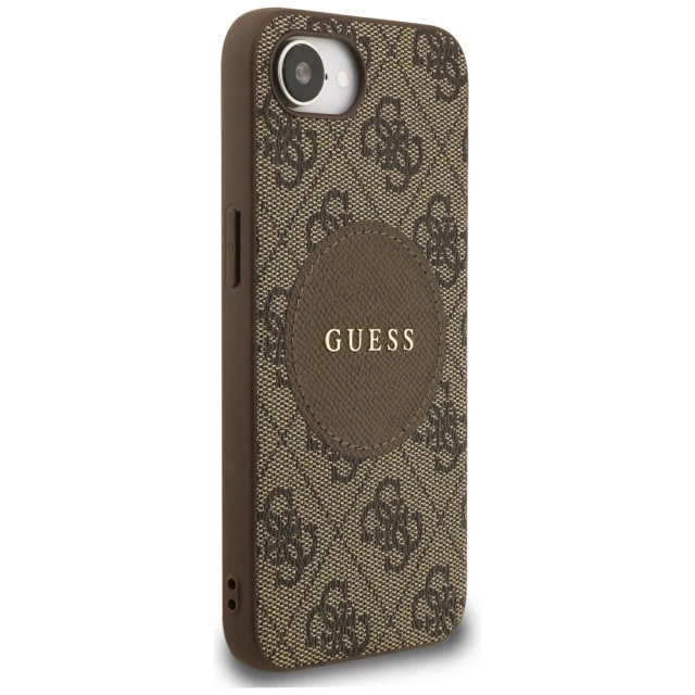Чохол Guess 4G Round Patch Classic Logo для iPhone 16e Brown with MagSafe (GUHMPSE4P4PGRSGW)