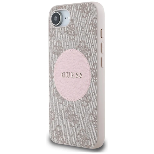 Чохол Guess 4G Round Patch Classic Logo для iPhone 16e Pink with MagSafe (GUHMPSE4P4PGRSGP)