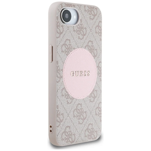 Чохол Guess 4G Round Patch Classic Logo для iPhone 16e Pink with MagSafe (GUHMPSE4P4PGRSGP)