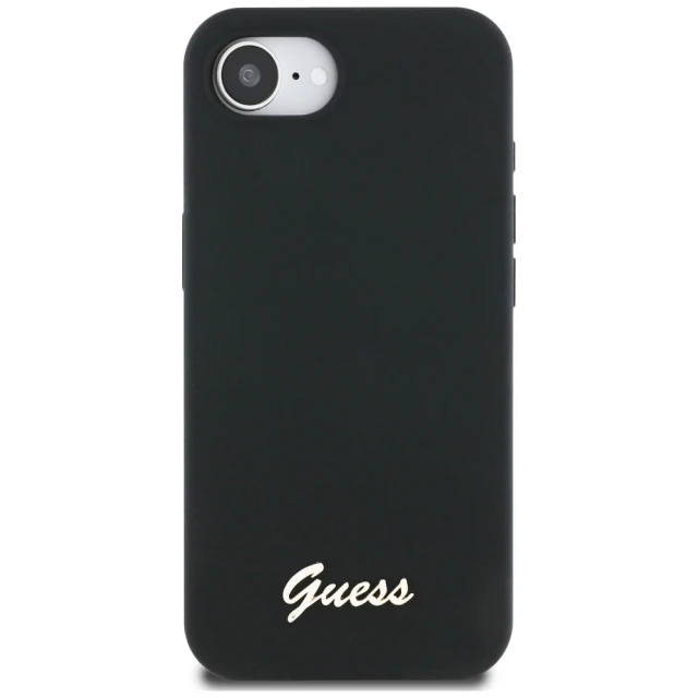 Чохол Guess Silicone Script Metal Logo для iPhone 16e Black with MagSafe (GUHMPSE4SMBSLK)