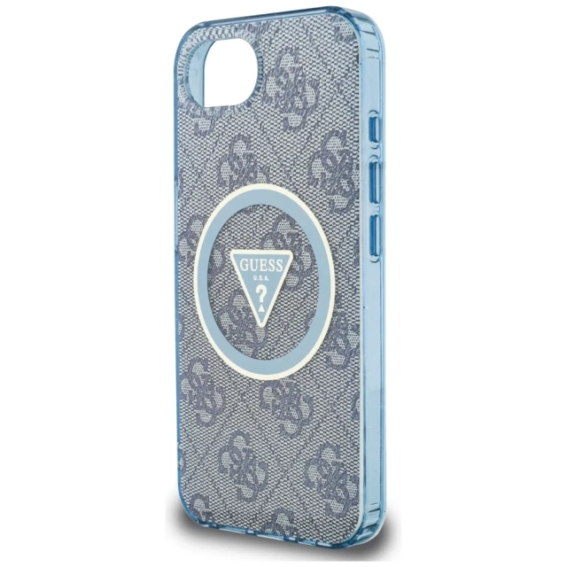 Чохол Guess IML Metal Glitter 4G Circle Triangle для iPhone 16e Blue with MagSafe (GUHMPSE4HG4PRTGB)