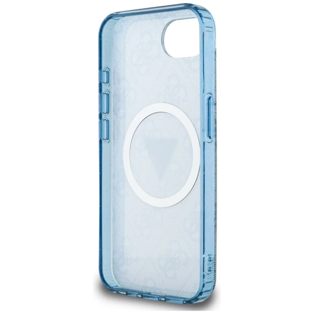 Чохол Guess IML Metal Glitter 4G Circle Triangle для iPhone 16e Blue with MagSafe (GUHMPSE4HG4PRTGB)