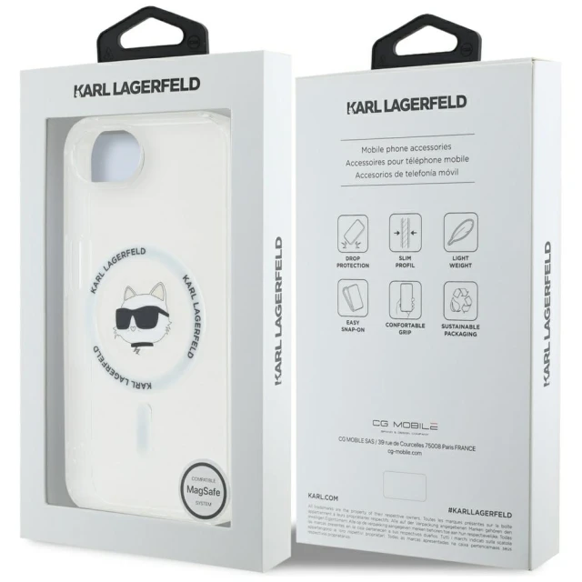 Чохол Karl Lagerfeld IML Metal Choupette Head для iPhone 16e White with MagSafe (KLHMPSE4HLSCHH)