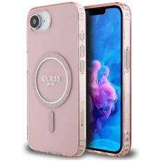 Чохол Guess IML Glitter Circle для iPhone 16e Pink with MagSafe (GUHMPSE4HFGEREP)