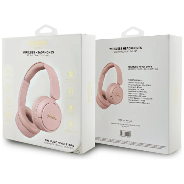 Бездротові навушники Guess Metal Logo Script Pink (GUBHV6SCP)