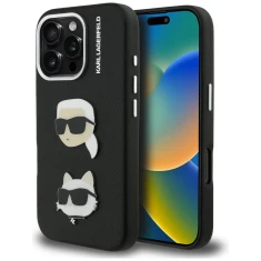 Чохол Karl Lagerfeld FW Grained Karl & Choupette Heads Pins для iPhone 16 Pro Black (KLHCP16LPSFDHPK)