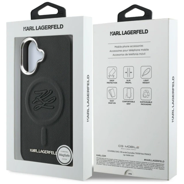 Чохол Karl Lagerfeld Initial & Metal Logo для iPhone 16 Black (KLHMP16SPGFKLRDK)