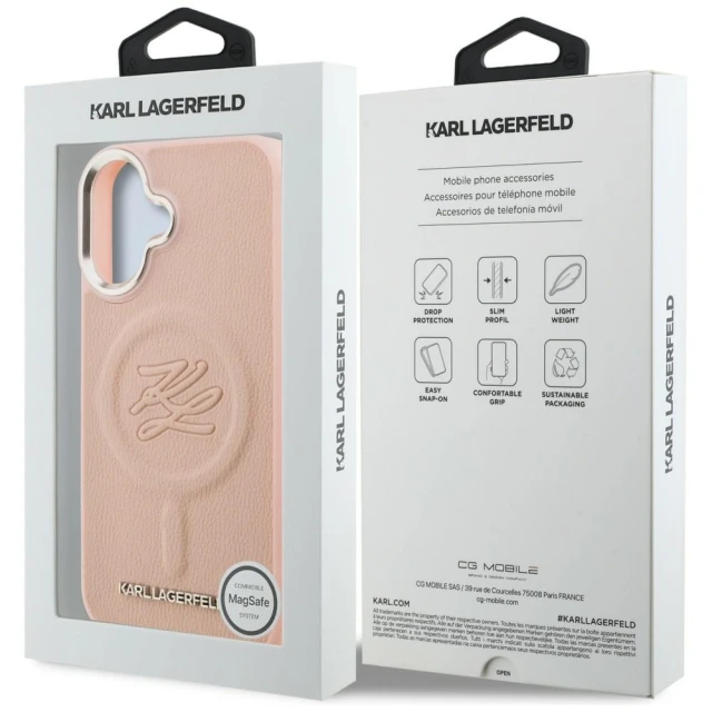 Чохол Karl Lagerfeld Initial & Metal Logo для iPhone 16 Pink (KLHMP16SPGFKLRDP)