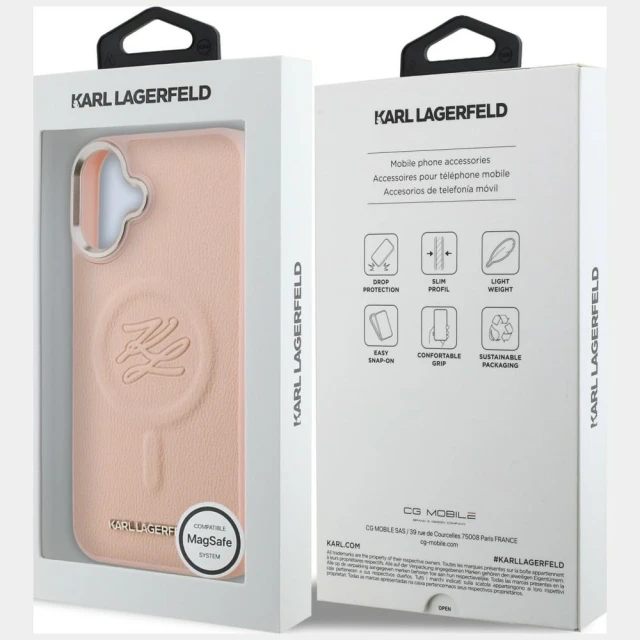 Чохол Karl Lagerfeld Initial & Metal Logo для iPhone 16 Plus Pink (KLHMP16MPGFKLRDP)