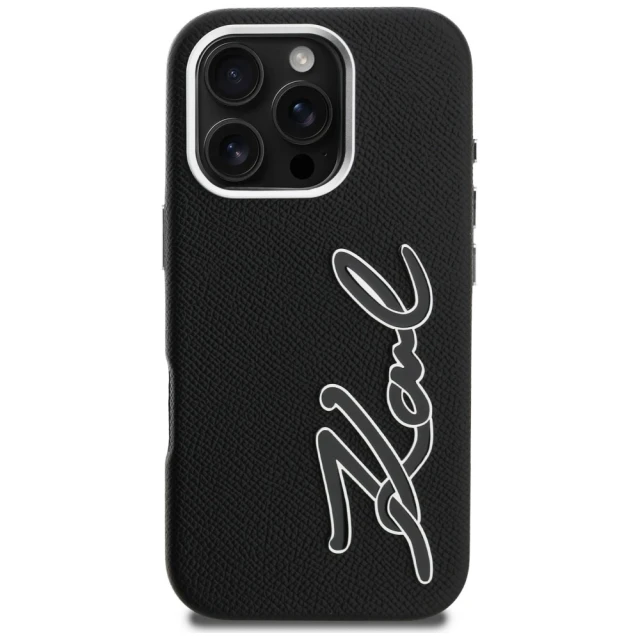 Чохол Karl Lagerfeld FW Grained Signature Logo для iPhone 16 Pro Black (KLHCP16LPGFKSRSK)