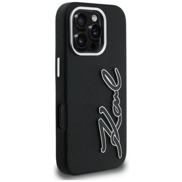 Чохол Karl Lagerfeld FW Grained Signature Logo для iPhone 16 Pro Black (KLHCP16LPGFKSRSK)