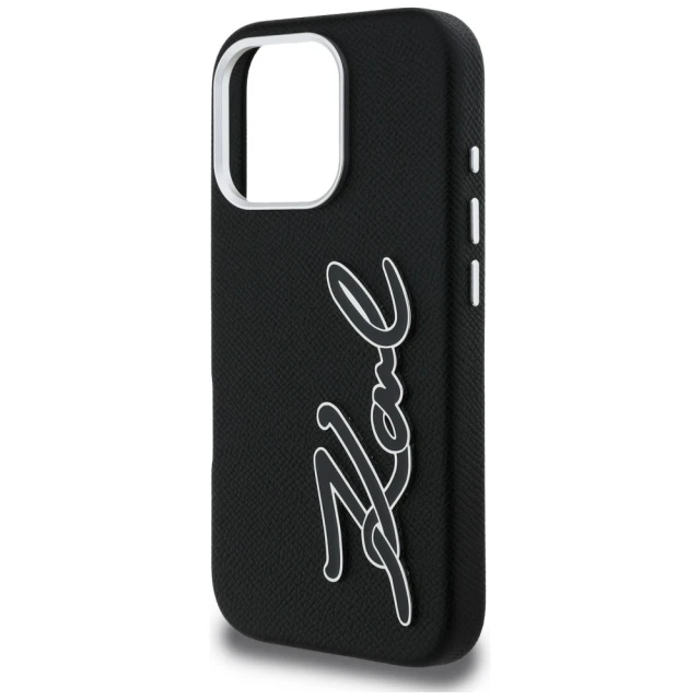 Чохол Karl Lagerfeld FW Grained Signature Logo для iPhone 16 Pro Black (KLHCP16LPGFKSRSK)