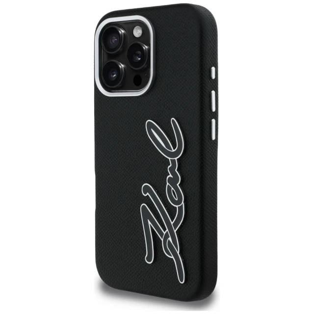 Чохол Karl Lagerfeld FW Grained Signature Logo для iPhone 16 Pro Max Black (KLHCP16XPGFKSRSK)