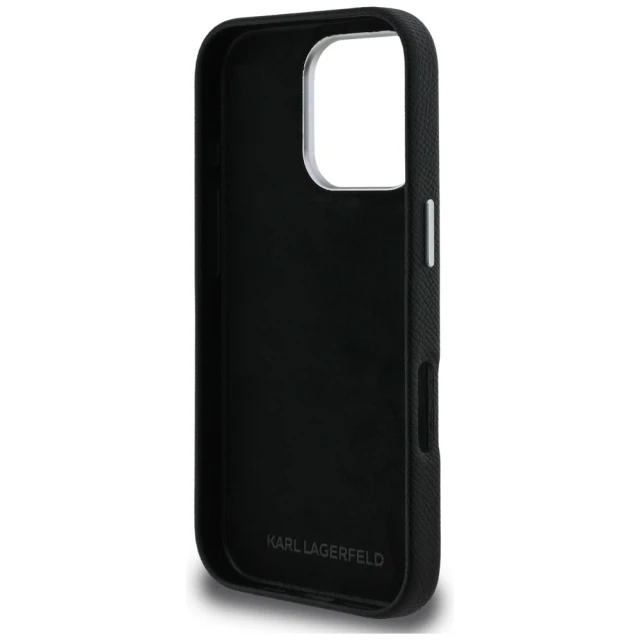 Чохол Karl Lagerfeld FW Grained Signature Logo для iPhone 16 Pro Max Black (KLHCP16XPGFKSRSK)