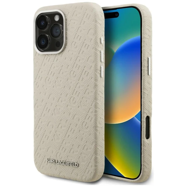 Чохол Karl Lagerfeld FW Stamped Karl для iPhone 16 Pro Beige (KLHMP16LPGKLFOFE)