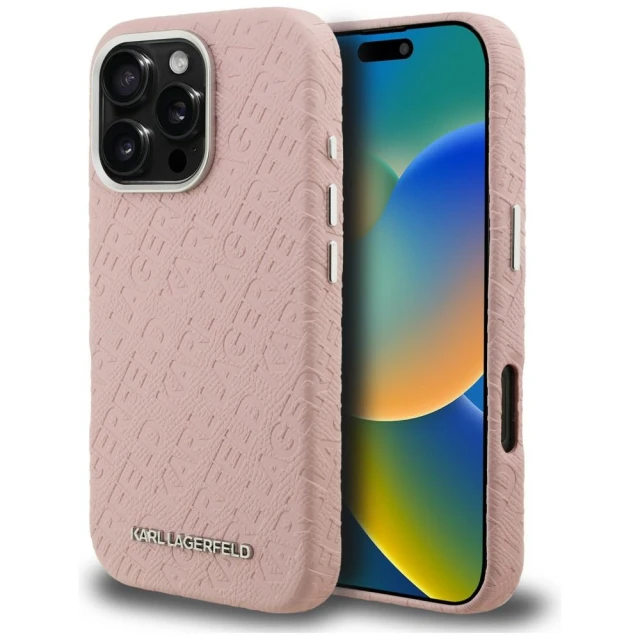 Чохол Karl Lagerfeld FW Stamped Karl для iPhone 16 Pro Pink (KLHMP16LPGKLFOFP)