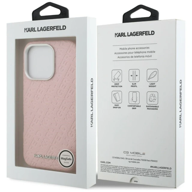 Чохол Karl Lagerfeld FW Stamped Karl для iPhone 16 Pro Pink (KLHMP16LPGKLFOFP)
