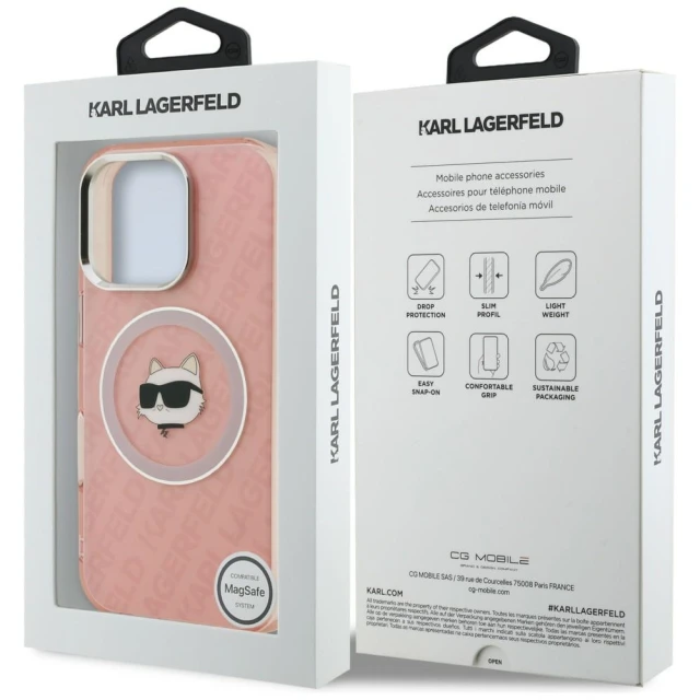 Чехол Karl Lagerfeld IML Choupette Head Logo для iPhone 16 Pro Pink (KLHMP16LHMKBCHP)