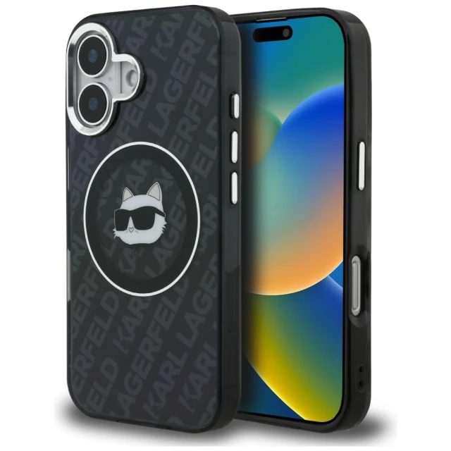 Чохол Karl Lagerfeld IML Choupette Head Logo для iPhone 16 Black (KLHMP16SHMKBCHK)