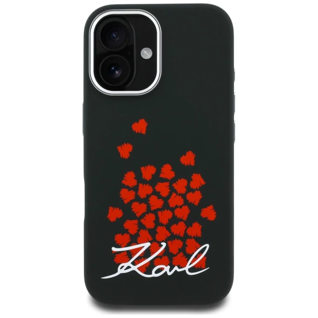 Чохол Karl Lagerfeld Silicone Heart Sign Logo для iPhone 16 Black (KLHMP16SSMHBKSK)