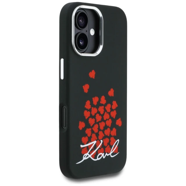 Чохол Karl Lagerfeld Silicone Heart Sign Logo для iPhone 16 Black (KLHMP16SSMHBKSK)
