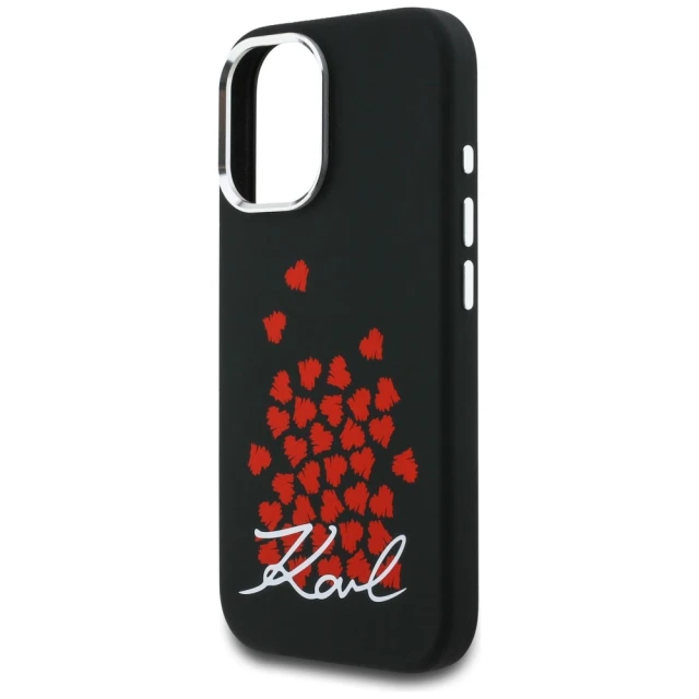Чохол Karl Lagerfeld Silicone Heart Sign Logo для iPhone 16 Black (KLHMP16SSMHBKSK)