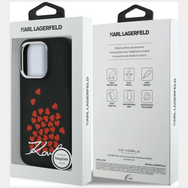 Чохол Karl Lagerfeld Silicone Heart Sign Logo для iPhone 16 Pro Black (KLHMP16LSMHBKSK)