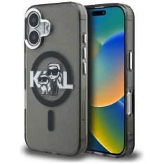 Чохол Karl Lagerfeld IML Glitter Karl & Choupette Sketch Logo для iPhone 16 Black (KLHMP16SHGKCGKBK)