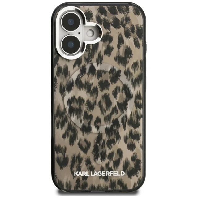Чохол Karl Lagerfeld IML Leopard Pattern для iPhone 16 Brown with MagSafe (KLHMP16SHDLEOICW)