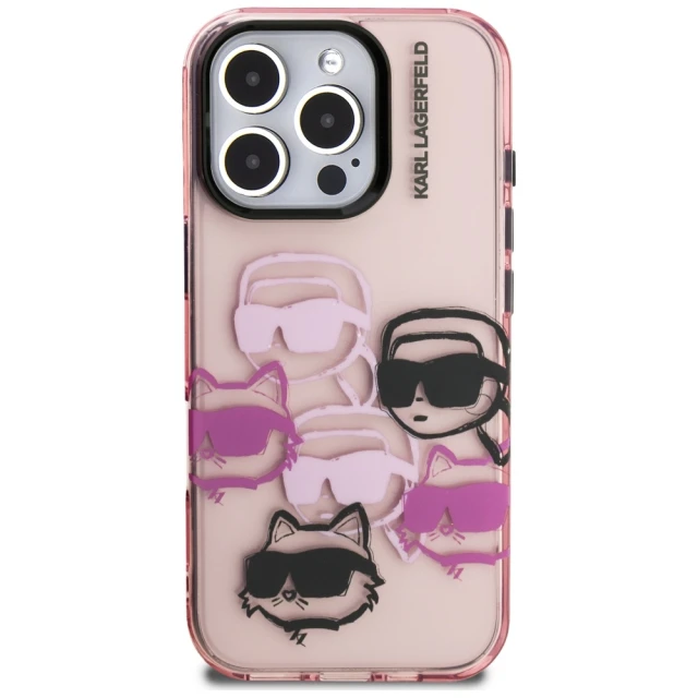 Чехол Karl Lagerfeld IML Multi K&C Head Pattern для iPhone 16 Pro Pink (KLHCP16LHMCHKCP)