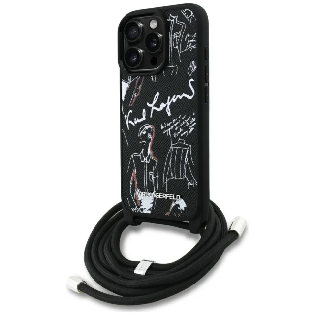 Чохол Karl Lagerfeld Crossbody Grained Pattern & Logo для iPhone 16 Pro Black (KLHCP16LPGGRMPCK)