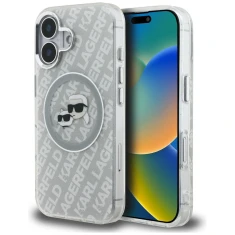 Чохол Karl Lagerfeld IML Glitter Karl & Choupette Heads Logo для iPhone 16 Grey (KLHMP16SHMKBKCHG)