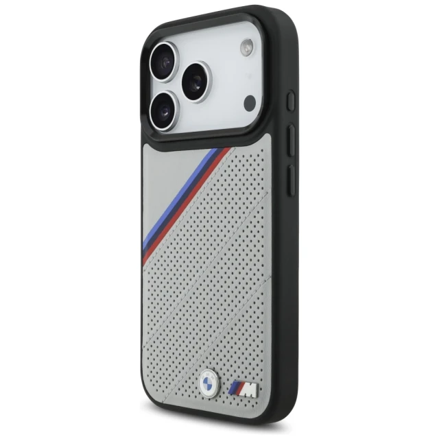 Чохол BMW M Tricolor Metal Logo для iPhone 17 Pro Gray with MagSafe (BMHMP17L25PCSPEG)