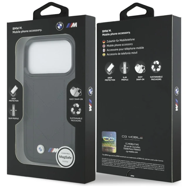 Чохол BMW M Quilted Logo для iPhone 17 Pro Black with MagSafe (BMHMP17L25PSECHK)