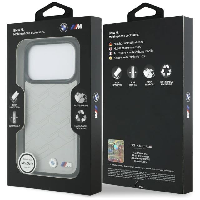 Чохол BMW M Shape Logo для iPhone 17 Pro Max Grey with MagSafe (BMHMP17X25PCSSPG)