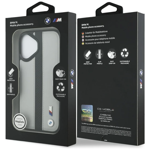 Чохол BMW M Perforated Stripe Logo для iPhone 17 Gray with MagSafe (BMHMP17S25PCPSGK)