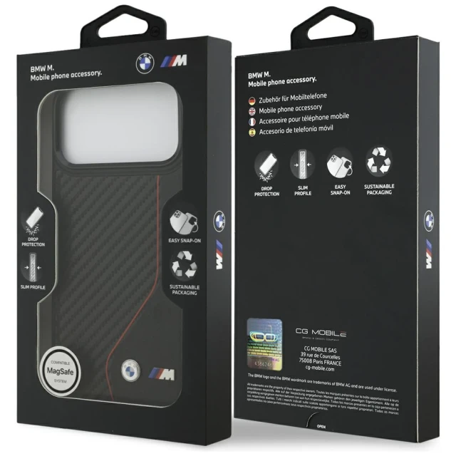 Чохол BMW M Carbon Line & Logo для iPhone 17 Pro Max Red with MagSafe (BMHMP17X25PCCSCKR)